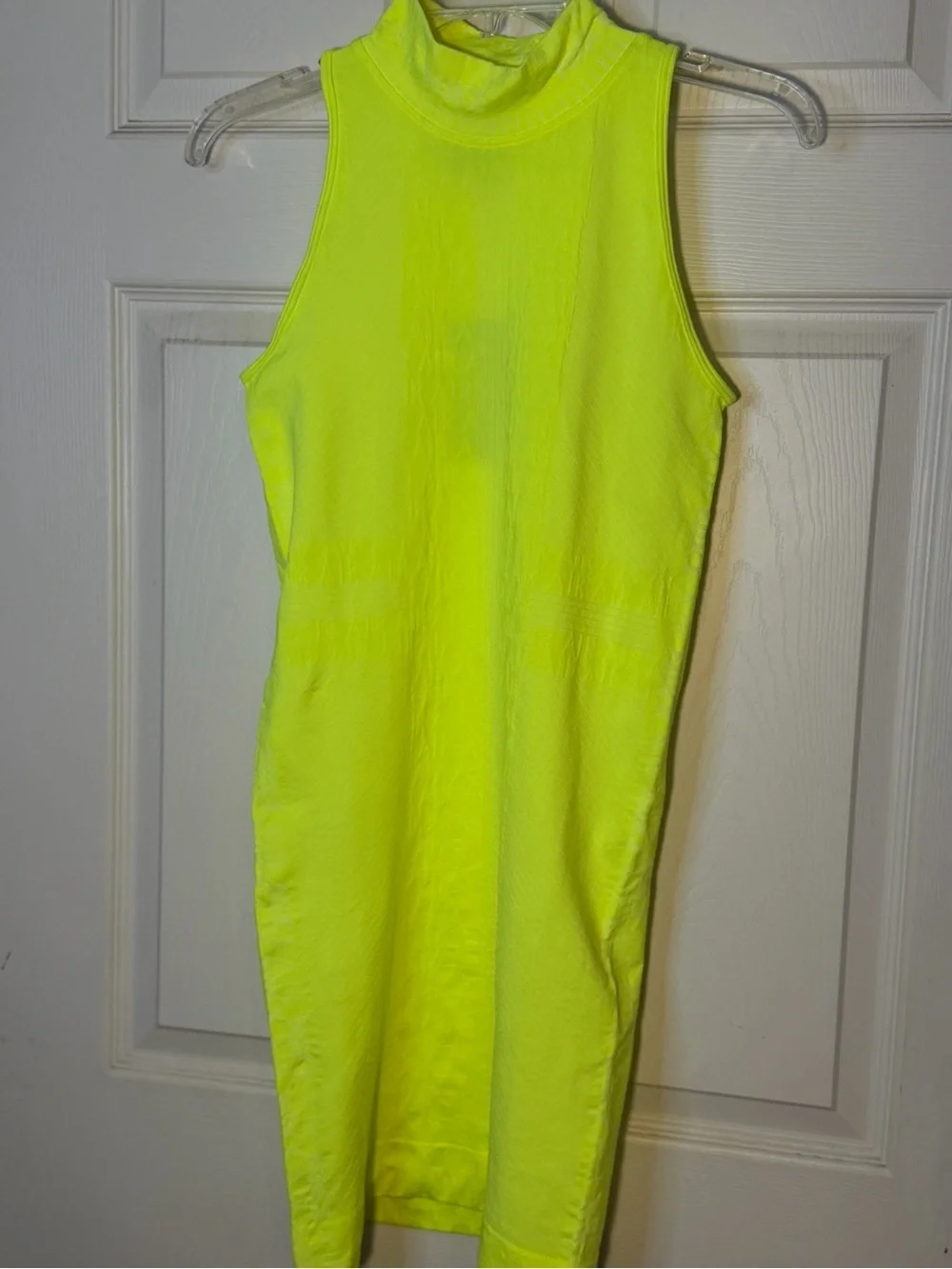 Nike Air Women’s Neon Yellow Seamless Mock Neck Bodycon Dress with Logo M - Picture 1 of 10